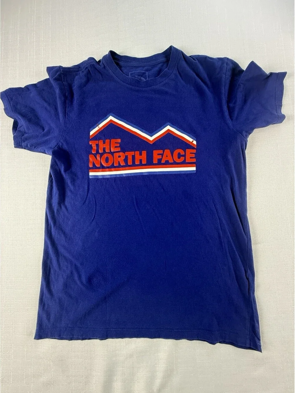 The North Face Graphic Logo T Shirt Men’s Small Blue Red Short Sleeve Cotton Tee